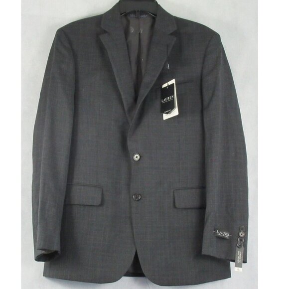 Lauren Ralph Lauren Mens Classic-Fit UltraFlex Suit Jacket Gray Blue Plaid 38R